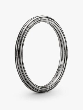 PANDORA Gunmetal Ring Band. Stackable. Size 56 or 7.5. Stamped.